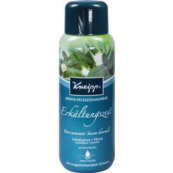 Die Flasche zeigt ein Schaumbad mit Eukalyptus- und Minzöl für Erkältungszeit.