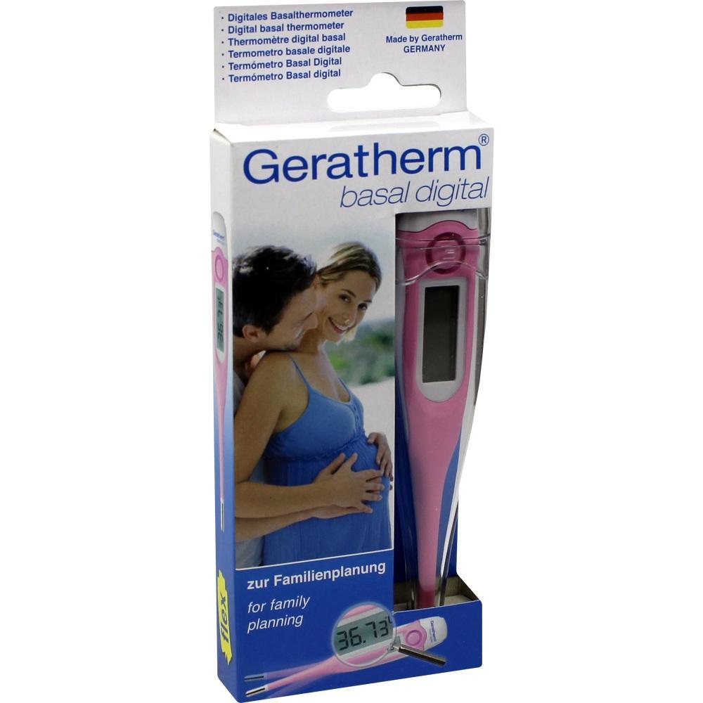 Eine Verpackung mit einem digitalen Basalthermometer zur Familienplanung.